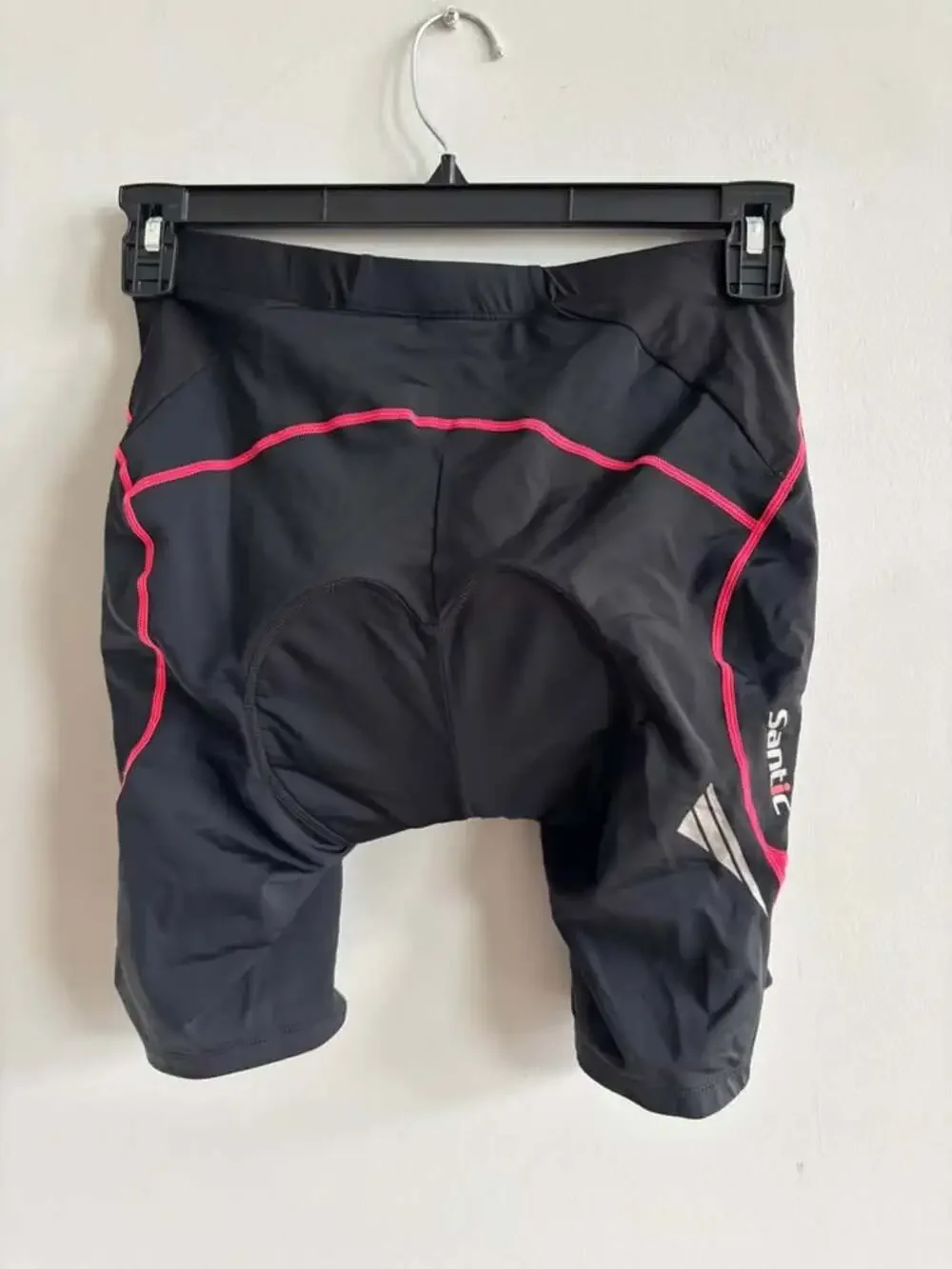 Santic Men's Padded Cycling Shorts Black Red Panels Size L Large NO TAG see meas